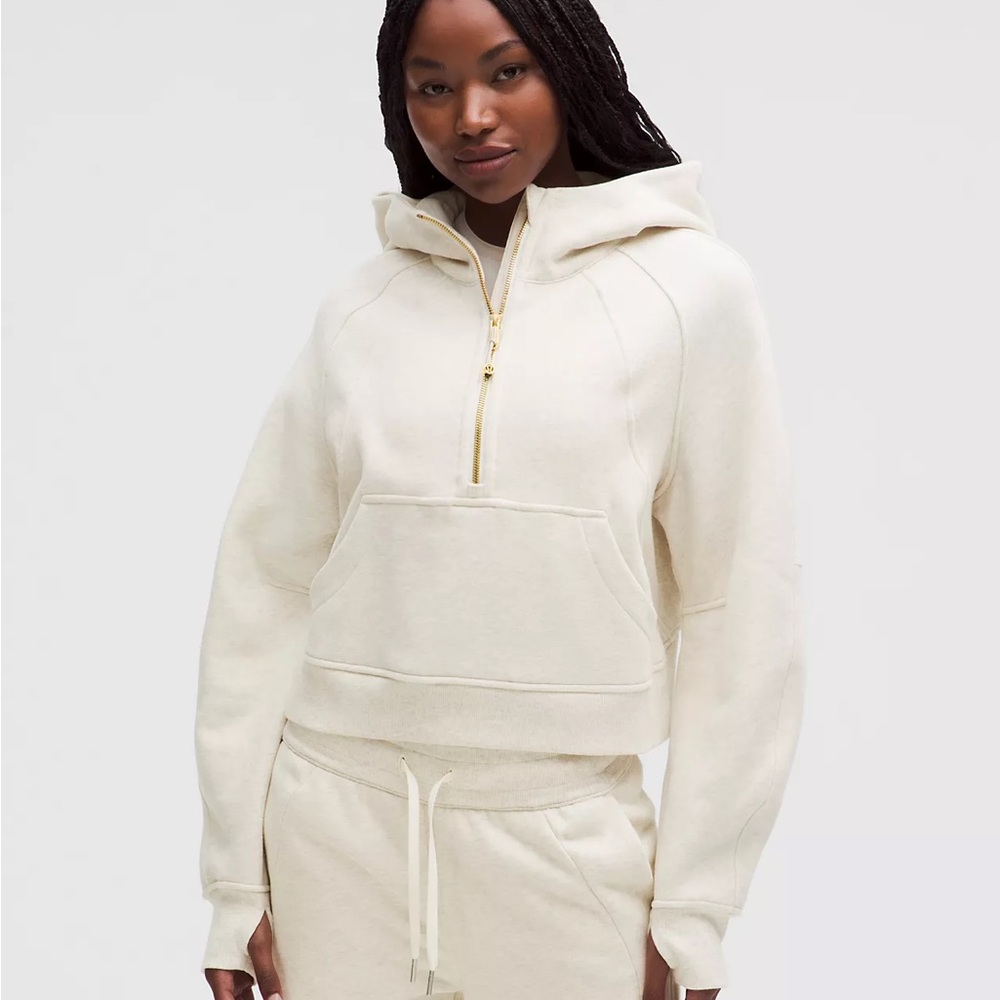 Lululemon Scuba Cropped Half-Zip Hoodie – Bone / Oat | XS/S
